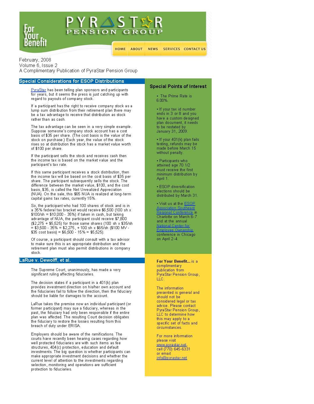 Special Considerations for ESOP Distributions
