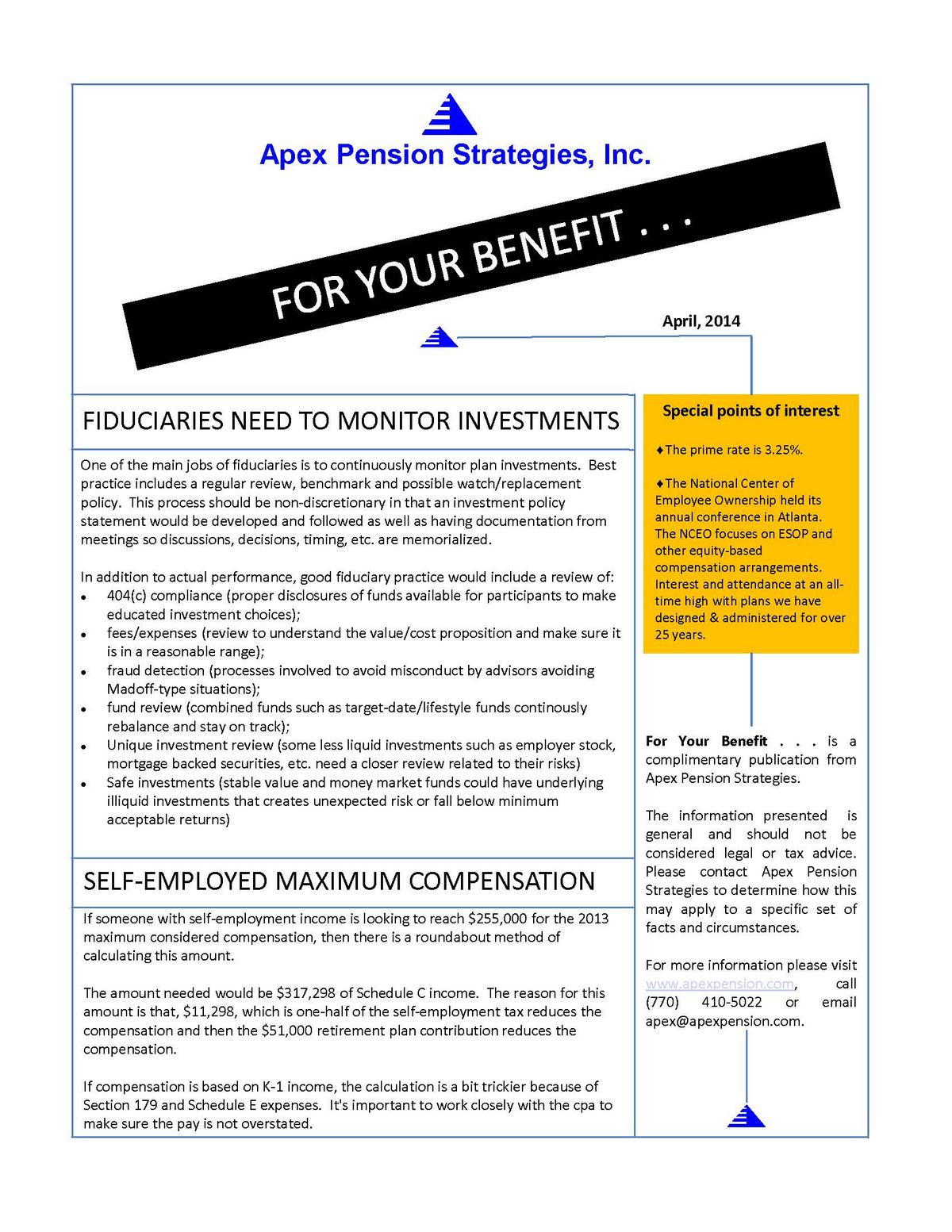 Self-Employed Maximum Compensation