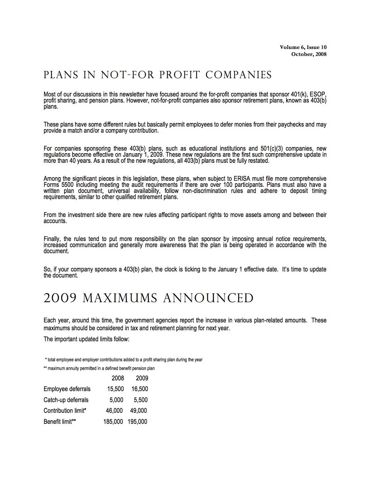 2009 Maximum Announced