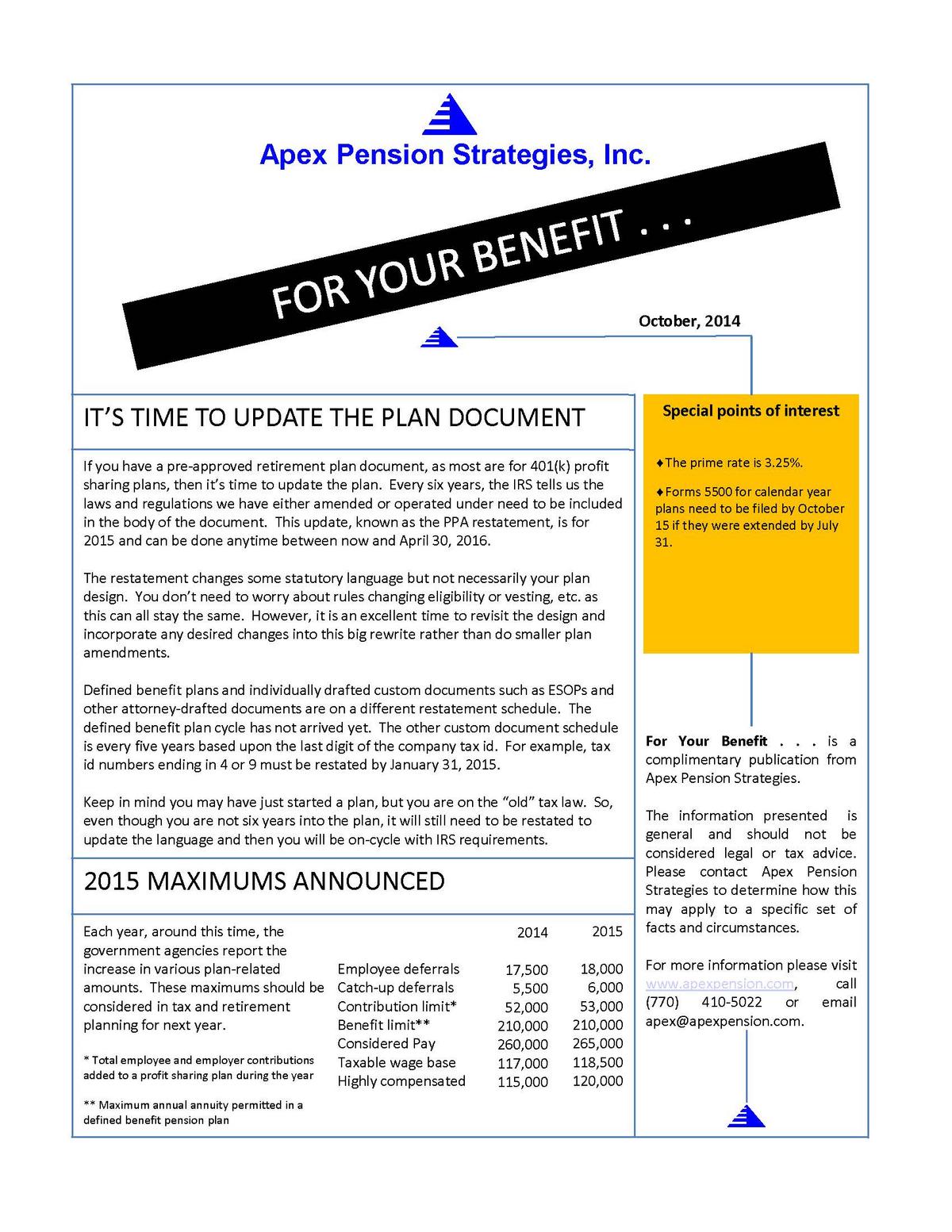 It's Time to Update the Plan Document