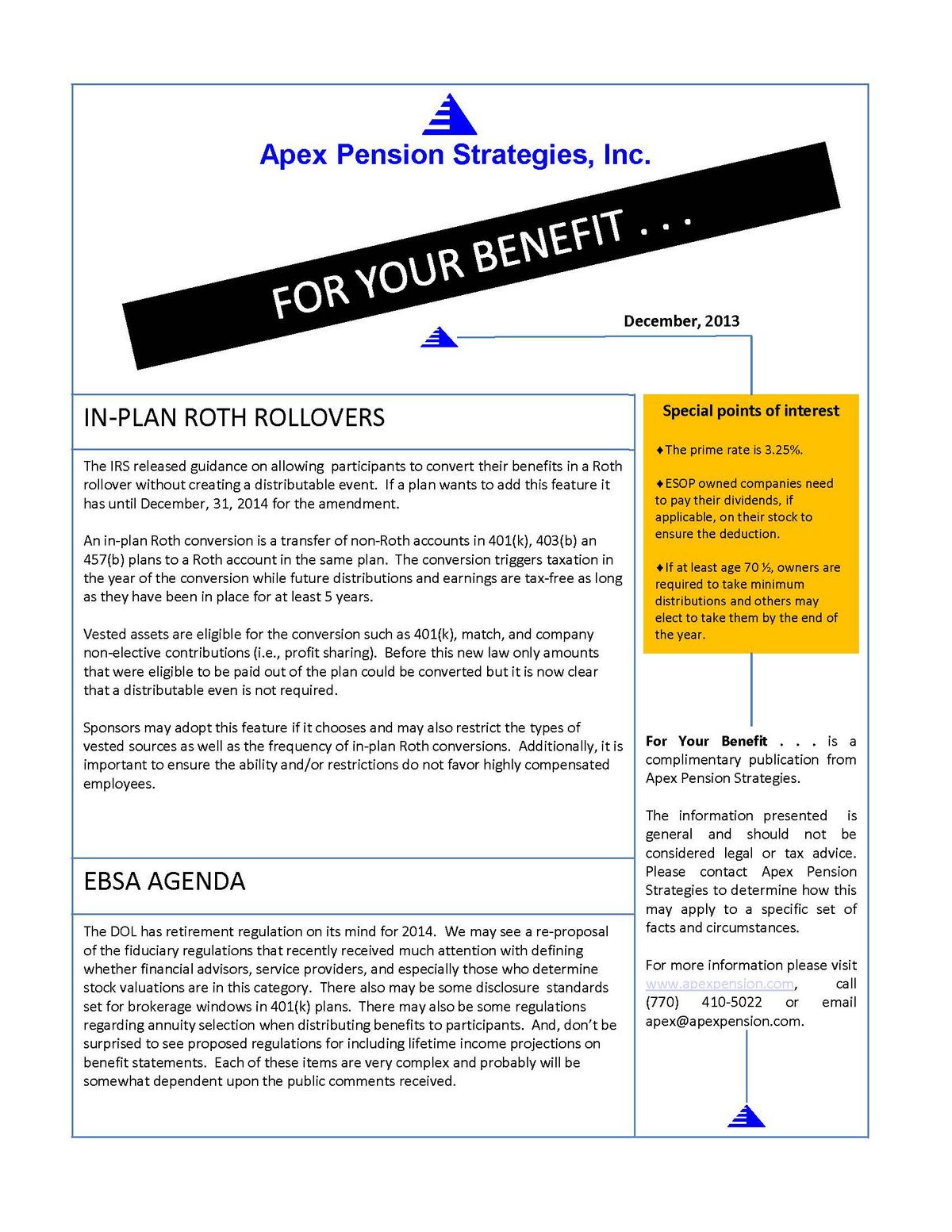 In-Plan Roth Rollovers